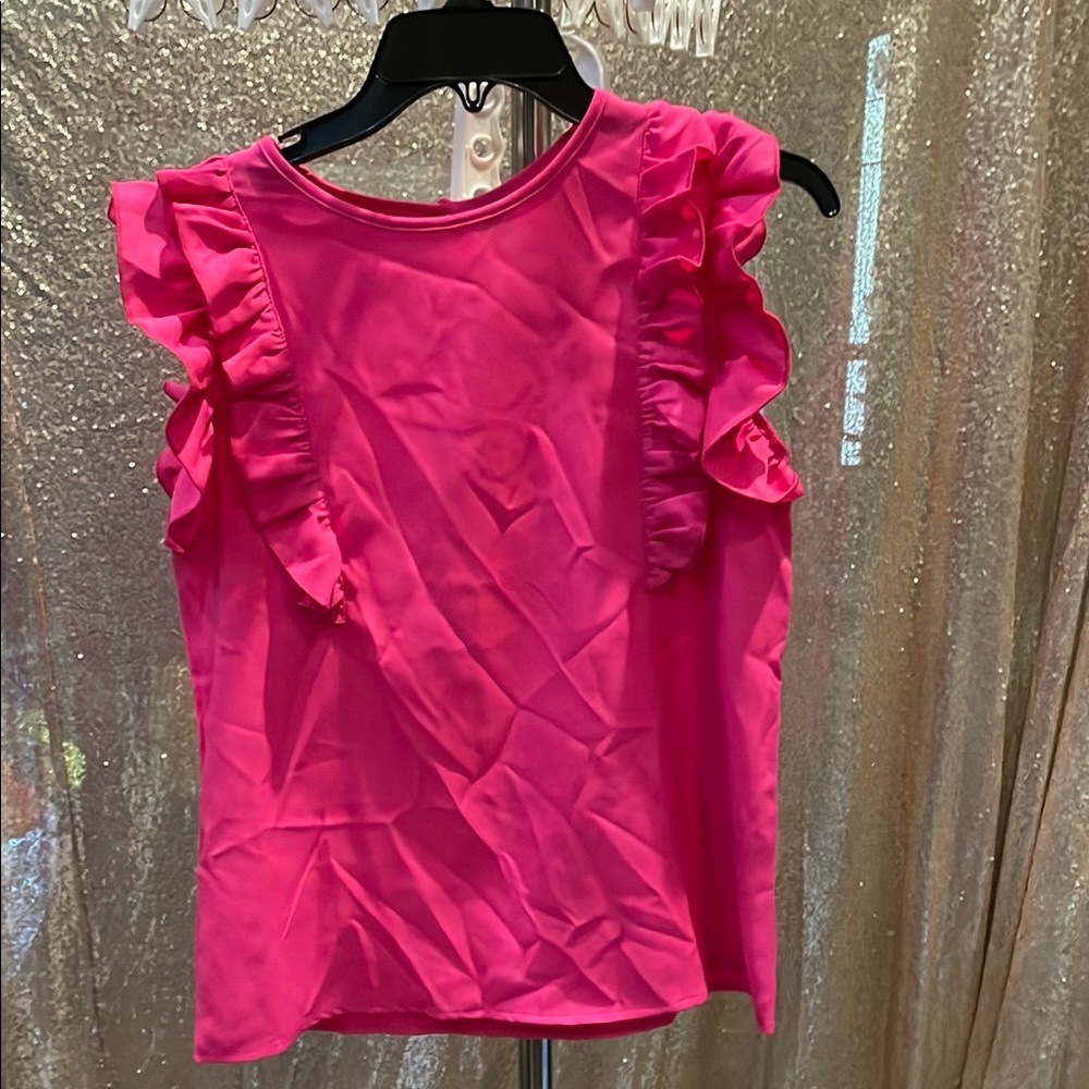 SHEIN Hot Pink Ruffle Sleeve Blouse NWOT